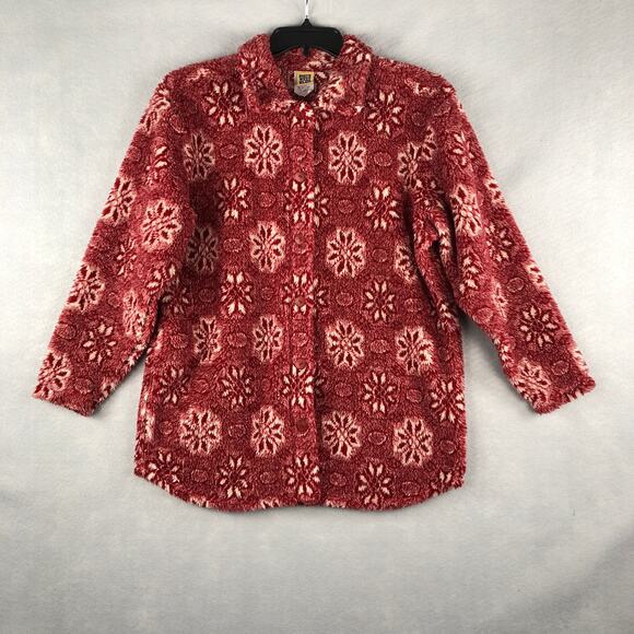 North West Blue Jackets & Blazers - North West Blue Sherpa Jacket Women's Size Small Snowflake Red